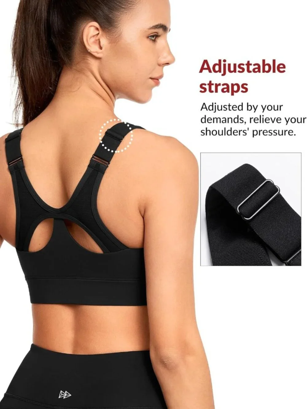 High Support Zip Sports Bra - Adjustable Straps, Comfortable Fit, Workout